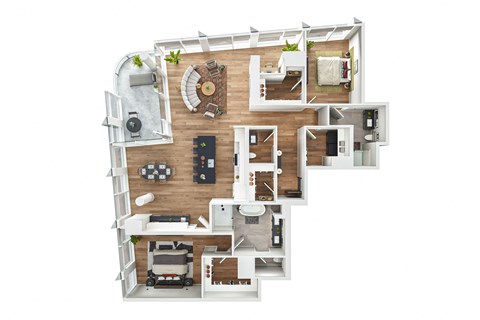Floor plan for 2 beds, 2.5 baths, 1925 sqft